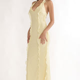Collins Halter Ruffle Trim Maxi Dress Butter