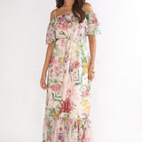Ivelle Off-Shoulder Ruffle Maxi Dress Floral