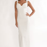 Zabrina Shirred Bust Maxi Dress Off White