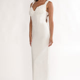 Zabrina Shirred Bust Maxi Dress Off White