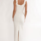 Zabrina Shirred Bust Maxi Dress Off White