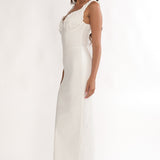 Zabrina Shirred Bust Maxi Dress Off White