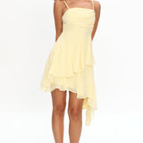 Skylah Asymmetric Hem Mini Dress Butter