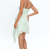 Skylah Asymmetric Hem Mini Dress Mint