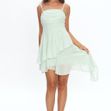 Skylah Asymmetric Hem Mini Dress Mint