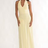 Ziera Ruched Insert Halter Maxi Dress Butter