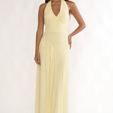 Ziera Ruched Insert Halter Maxi Dress Butter