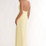 Ziera Ruched Insert Halter Maxi Dress Butter