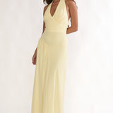 Ziera Ruched Insert Halter Maxi Dress Butter