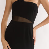 Jonquil One-Shoulder Mesh Maxi Dress Black