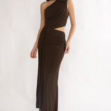 Out Loud Cut-Out Drape Maxi Dress Chocolate