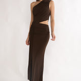 Out Loud Cut-Out Drape Maxi Dress Chocolate