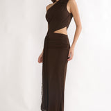 Out Loud Cut-Out Drape Maxi Dress Chocolate