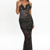 Capri Sunset Lace Overlay Maxi Dress Black