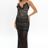 Capri Sunset Lace Overlay Maxi Dress Black