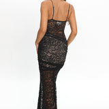 Capri Sunset Lace Overlay Maxi Dress Black