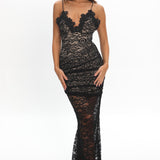 Capri Sunset Lace Overlay Maxi Dress Black