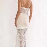 Capri Sunset Lace Overlay Maxi Dress White