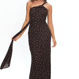 Honeydew Back Knot Maxi Dress Polka Dot Chocolate