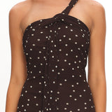 Honeydew Back Knot Maxi Dress Polka Dot Chocolate