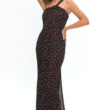 Honeydew Back Knot Maxi Dress Polka Dot Chocolate