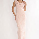 Evermore Cowl Neck Maxi Dress Floral Pink