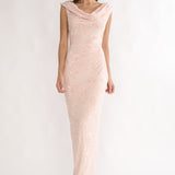Evermore Cowl Neck Maxi Dress Floral Pink