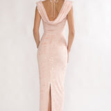 Evermore Cowl Neck Maxi Dress Floral Pink