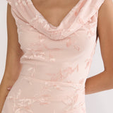 Evermore Cowl Neck Maxi Dress Floral Pink