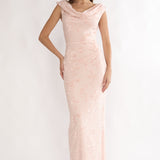 Evermore Cowl Neck Maxi Dress Floral Pink