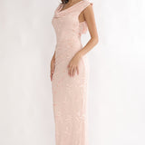 Evermore Cowl Neck Maxi Dress Floral Pink