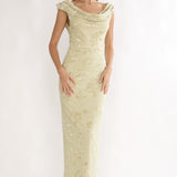 Evermore Cowl Neck Maxi Dress Floral Sage