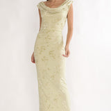 Evermore Cowl Neck Maxi Dress Floral Sage
