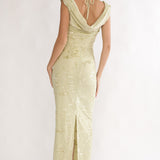 Evermore Cowl Neck Maxi Dress Floral Sage