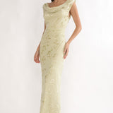 Evermore Cowl Neck Maxi Dress Floral Sage