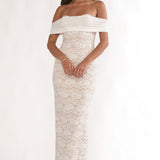 Jewelene Off-Shoulder Maxi Dress Lace White