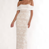 Jewelene Off-Shoulder Maxi Dress Lace White