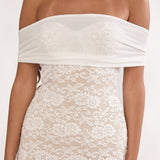 Jewelene Off-Shoulder Maxi Dress Lace White