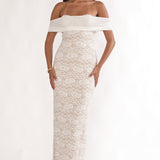 Jewelene Off-Shoulder Maxi Dress Lace White