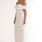 Jewelene Off-Shoulder Maxi Dress Lace White