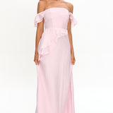 Natale Off-Shoulder Ruffle Maxi Dress Pink