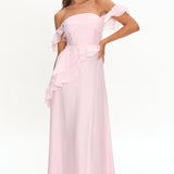 Natale Off-Shoulder Ruffle Maxi Dress Pink