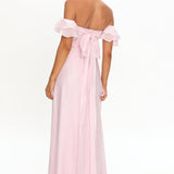 Natale Off-Shoulder Ruffle Maxi Dress Pink