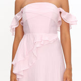 Natale Off-Shoulder Ruffle Maxi Dress Pink