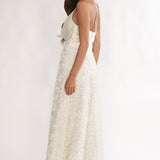 Lucerne Cowl Halter Maxi Dress Embellished Ivory