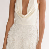 Lucerne Cowl Halter Maxi Dress Embellished Ivory