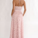 Lucerne Cowl Halter Maxi Dress Embellished Pink