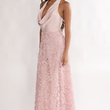 Lucerne Cowl Halter Maxi Dress Embellished Pink