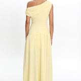 Kloe Asymmetric Shoulder Textured Maxi Dress Butter