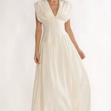 Danicka Asymmetric Waist Maxi Dress Cream